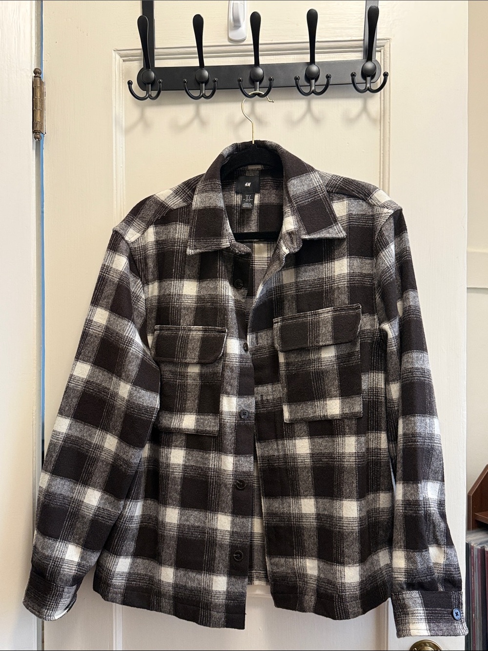 White & BrownPlaid Shirt Jacket